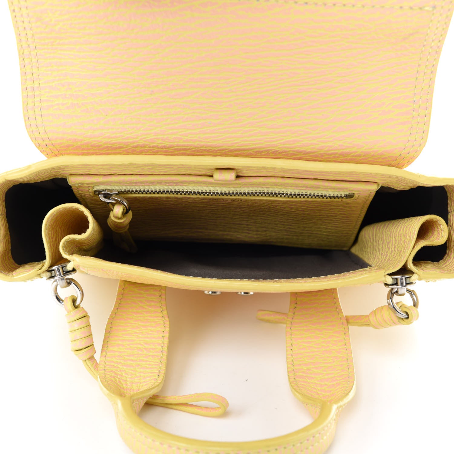 3.1 Phillip Lim Shark Embossed Textured Calfskin Mini Pashli Satchel Mimosa Petal 5 of 20