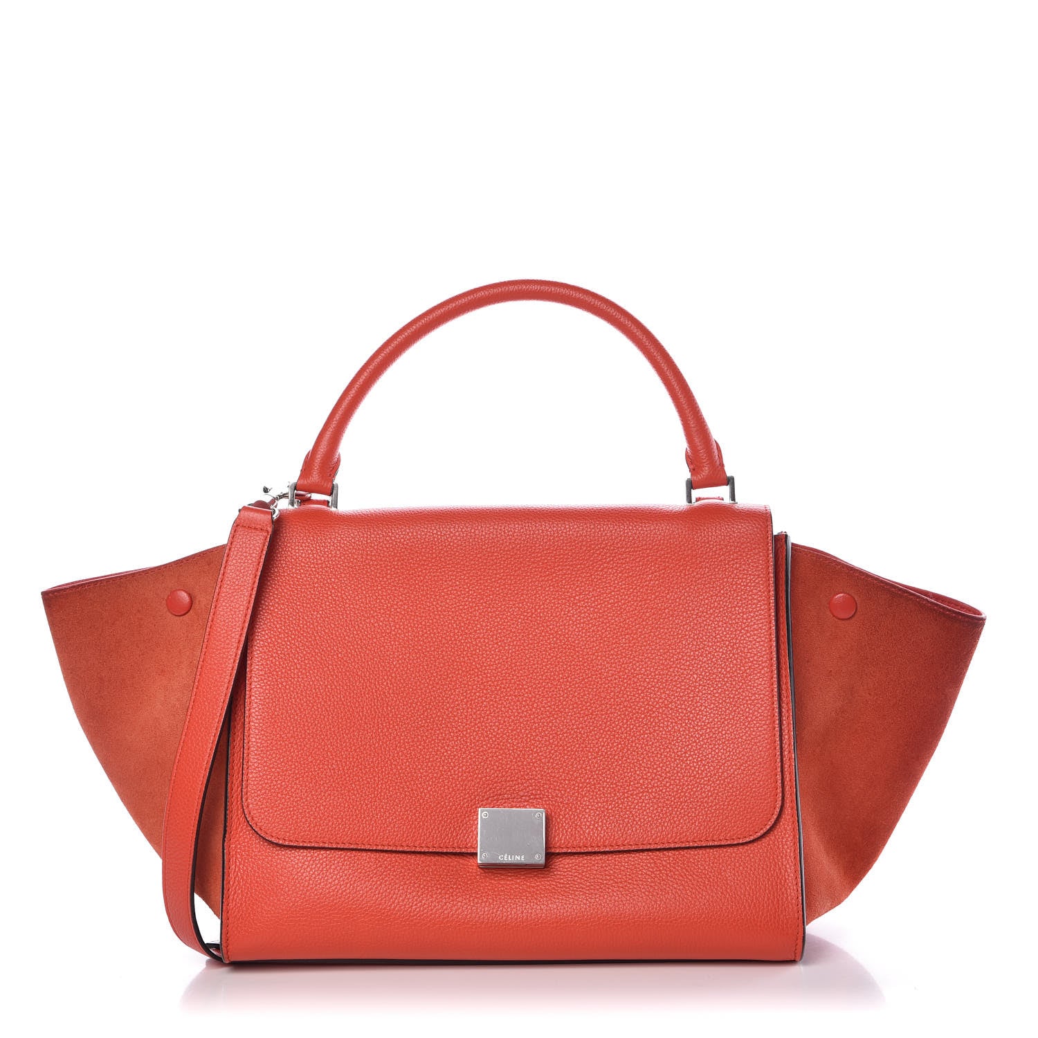 Celine Drummed Calfskin Suede Medium Trapeze Vermillion 1 of 6