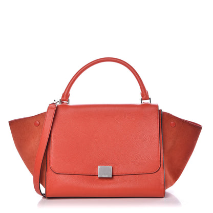 Celine Drummed Calfskin Suede Medium Trapeze Vermillion 1 of 6