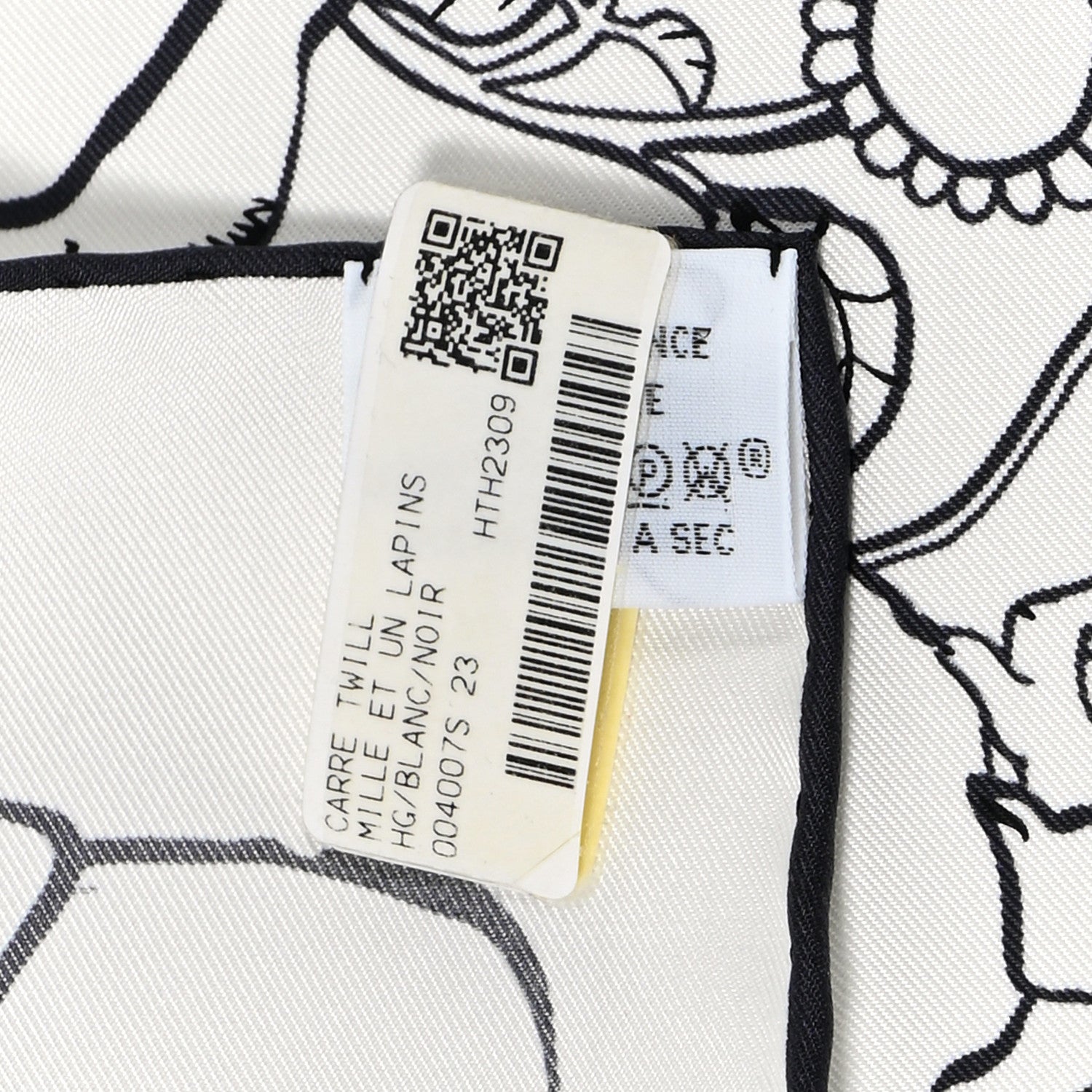 Hermes Silk Mille Et Un Lapins Scarf 90 White Black 4 of 9