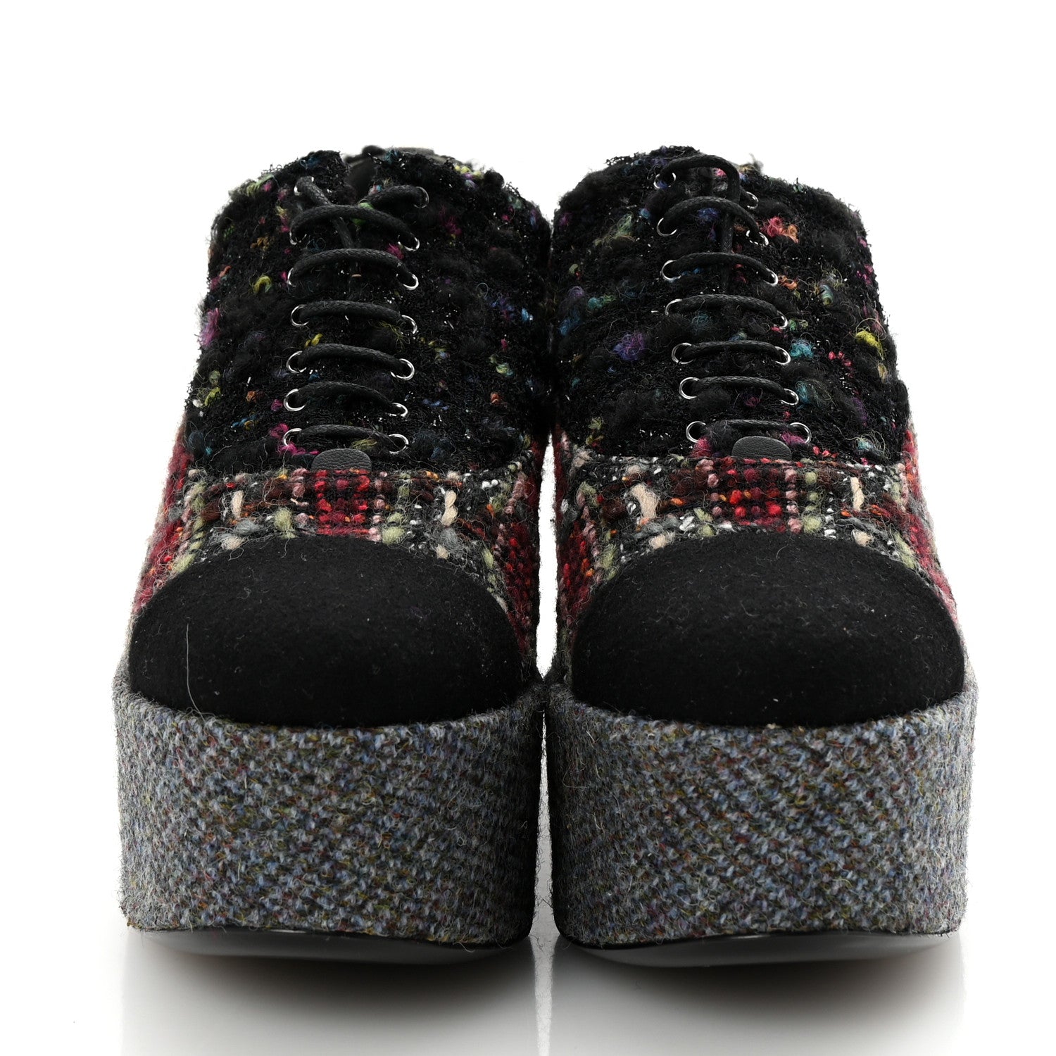 Chanel Tweed Lace Up Platform Oxford 39 Multicolor 3 of 8