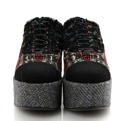 Chanel Tweed Lace Up Platform Oxford 39 Multicolor 3 of 8