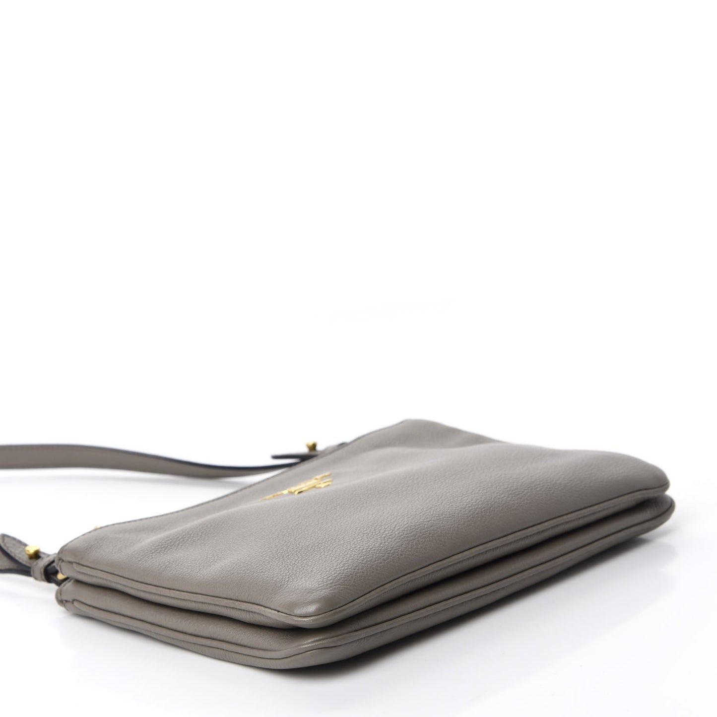 Vitello Phenix Double Zip Crossbody Bag Argilla