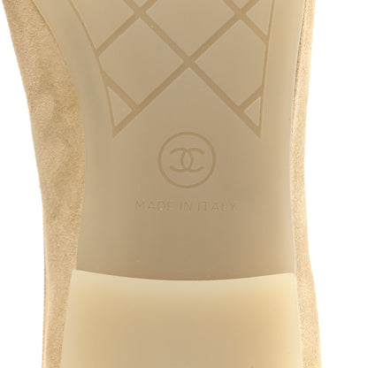 Chanel Suede Cap Toe CC Ballerina Flats 36.5 Light Yellow Gray 7 of 9