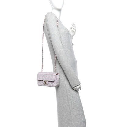 Chanel Tweed Quilted Mini Rectangular Flap Pink Multicolor 2 of 10