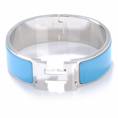 Hermes Enamel Wide Clic Clac H Bracelet GM Bleu Azure 6 of 9