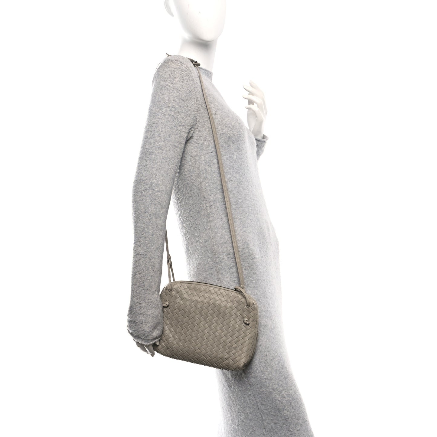 Nappa Intrecciato Nodini Crossbody Messenger Steel