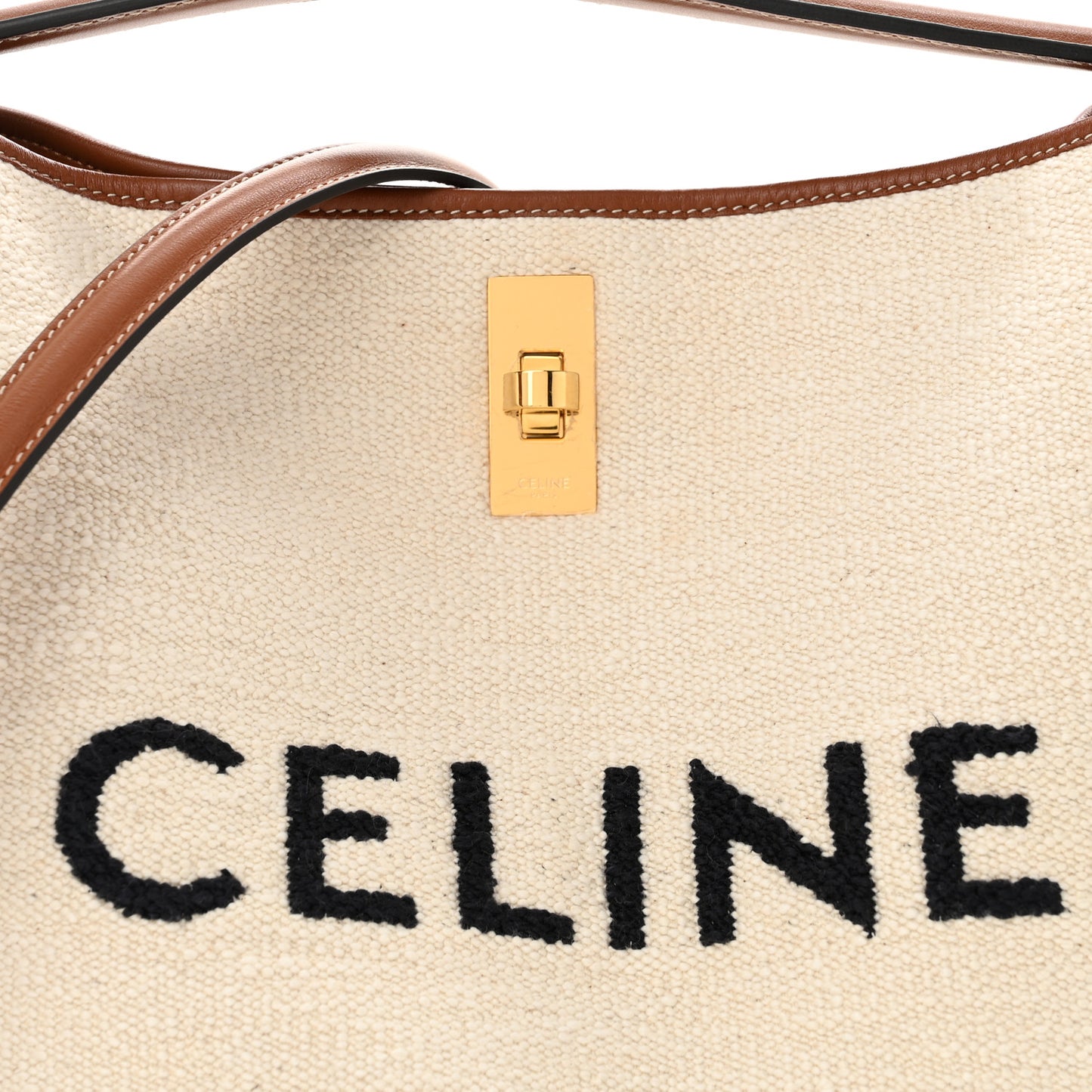 Canvas Calfskin Logo Bucket 16 Bag Natural Tan