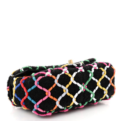 Chanel Tweed Diamond Threaded Mini Rectangular Pearl Crush Flap Black Multicolor 4 of 10