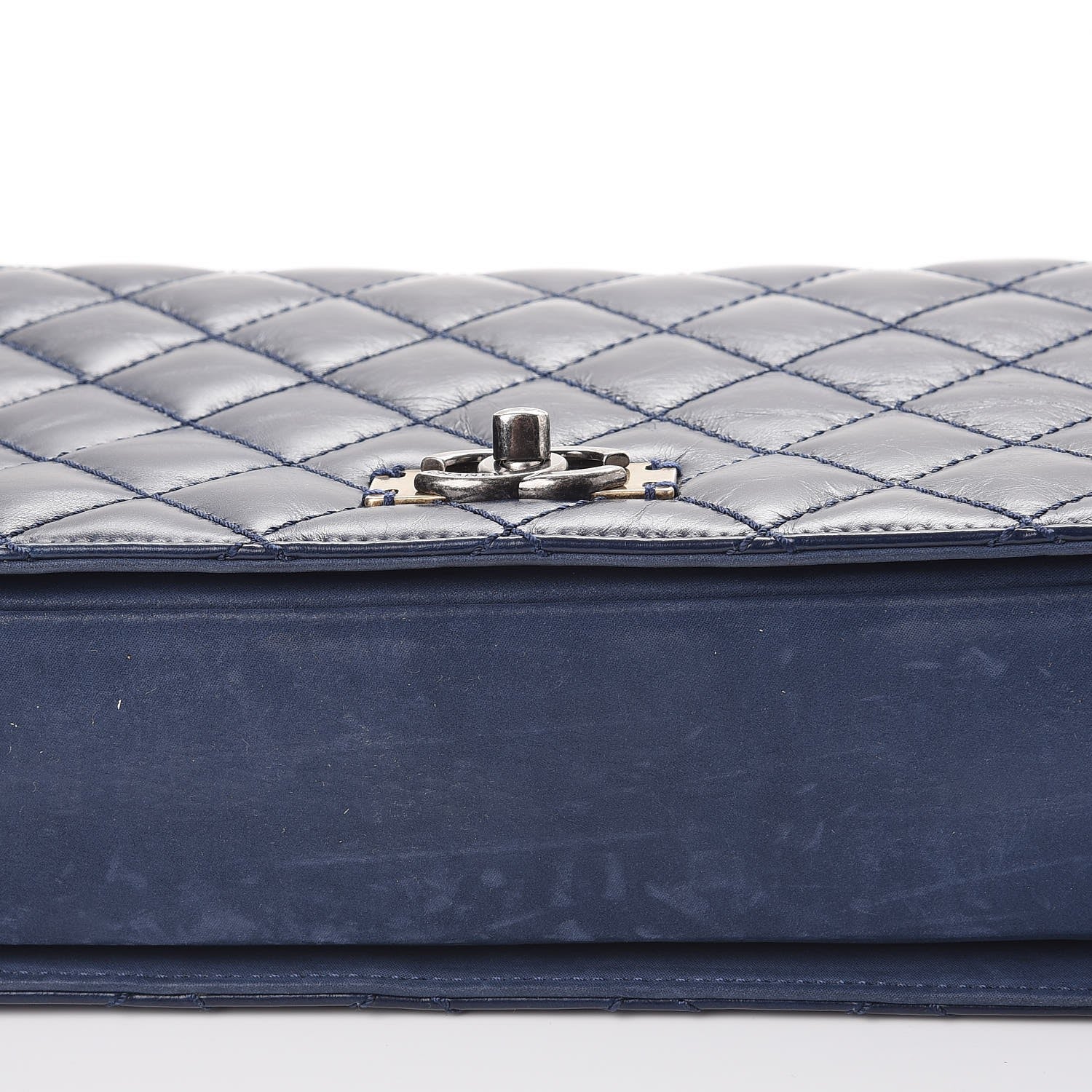 Chanel Glazed Calfskin Quilted Medium Day Trip Flap Navy 11 of 12