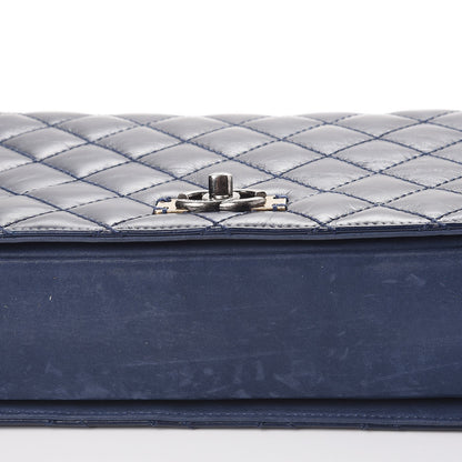 Chanel Glazed Calfskin Quilted Medium Day Trip Flap Navy 11 of 12