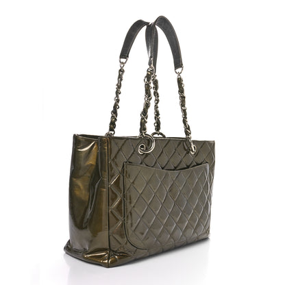 Chanel Patent Quilted Grand Shopping Tote GST Dark Grey 3 of 10