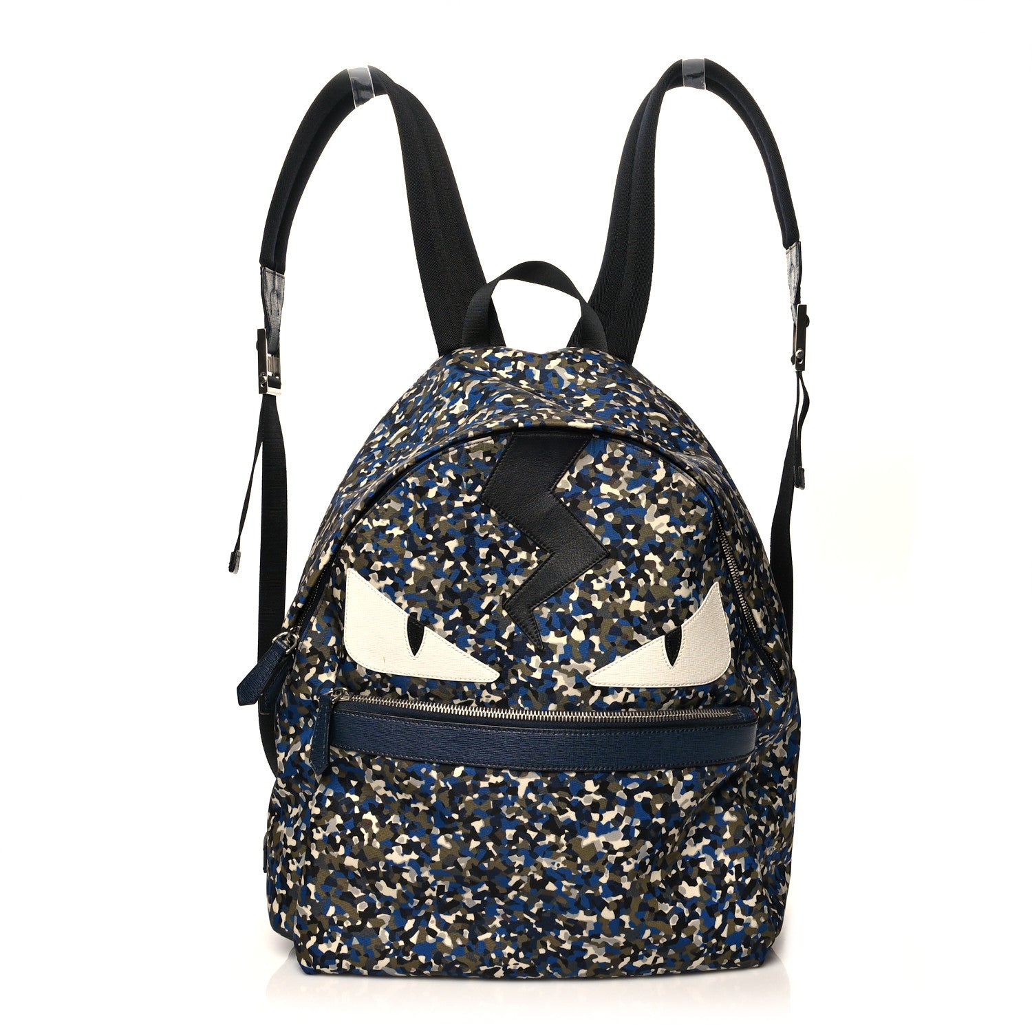 Fendi Nylon Vitello Elite Flamingo Granite Lightning Monster Eyes Backpack Military Lavagna Multicolor 1 of 10
