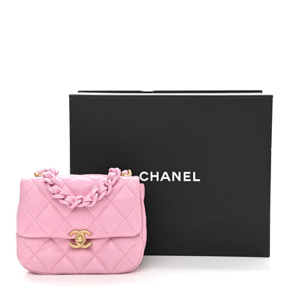 Chanel Lambskin Quilted Mini Lacquered Chain Flap Pink 11 of 11