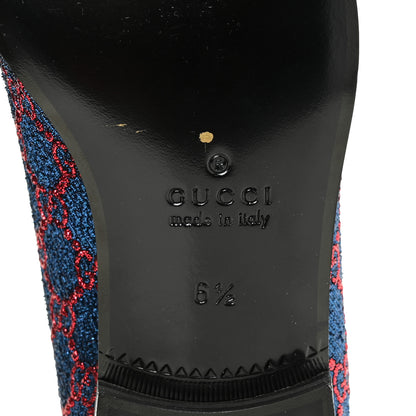Gucci Lurex GG Monogram Mens Bow Loafers 6.5 Iridescent Blue Iridescent Red Black 6 of 9