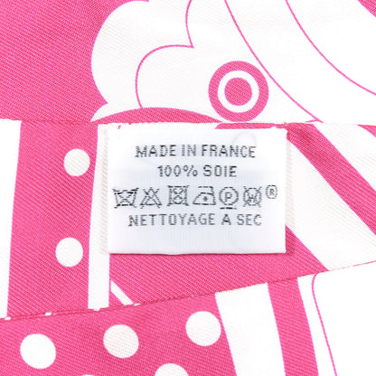 Hermes Silk Faubourg Rainbow Twilly Rose Vif White 3 of 4