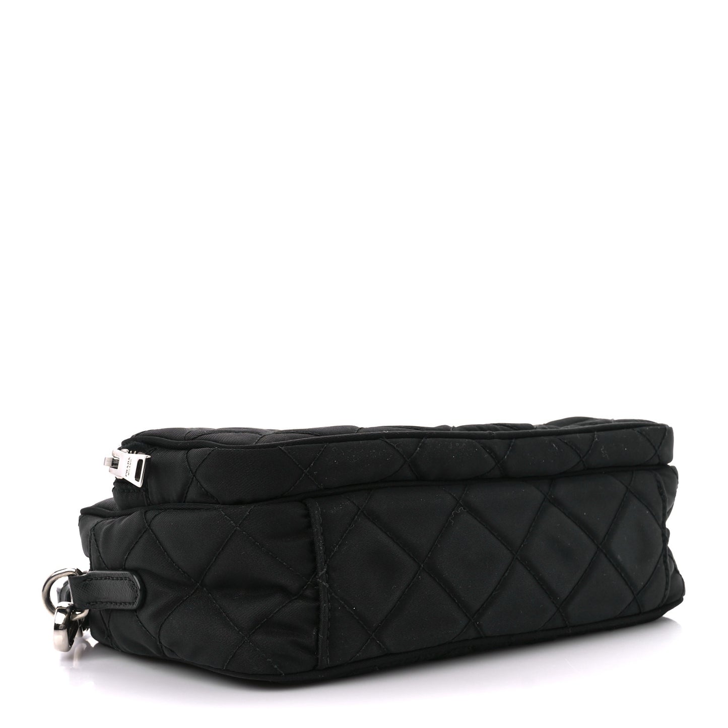 Nylon Tessuto Impuntu Quilted Crossbody Bag Black