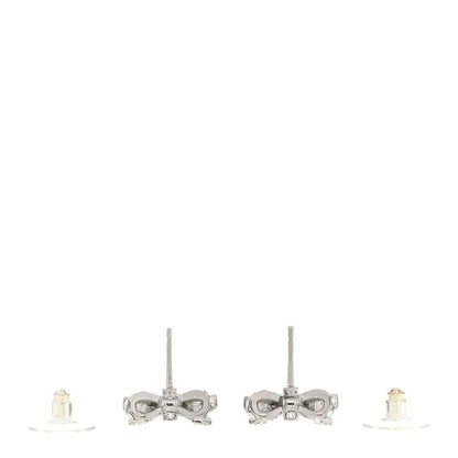 Chanel Crystal CC Bow Dangle Earrings Silver 3 of 4