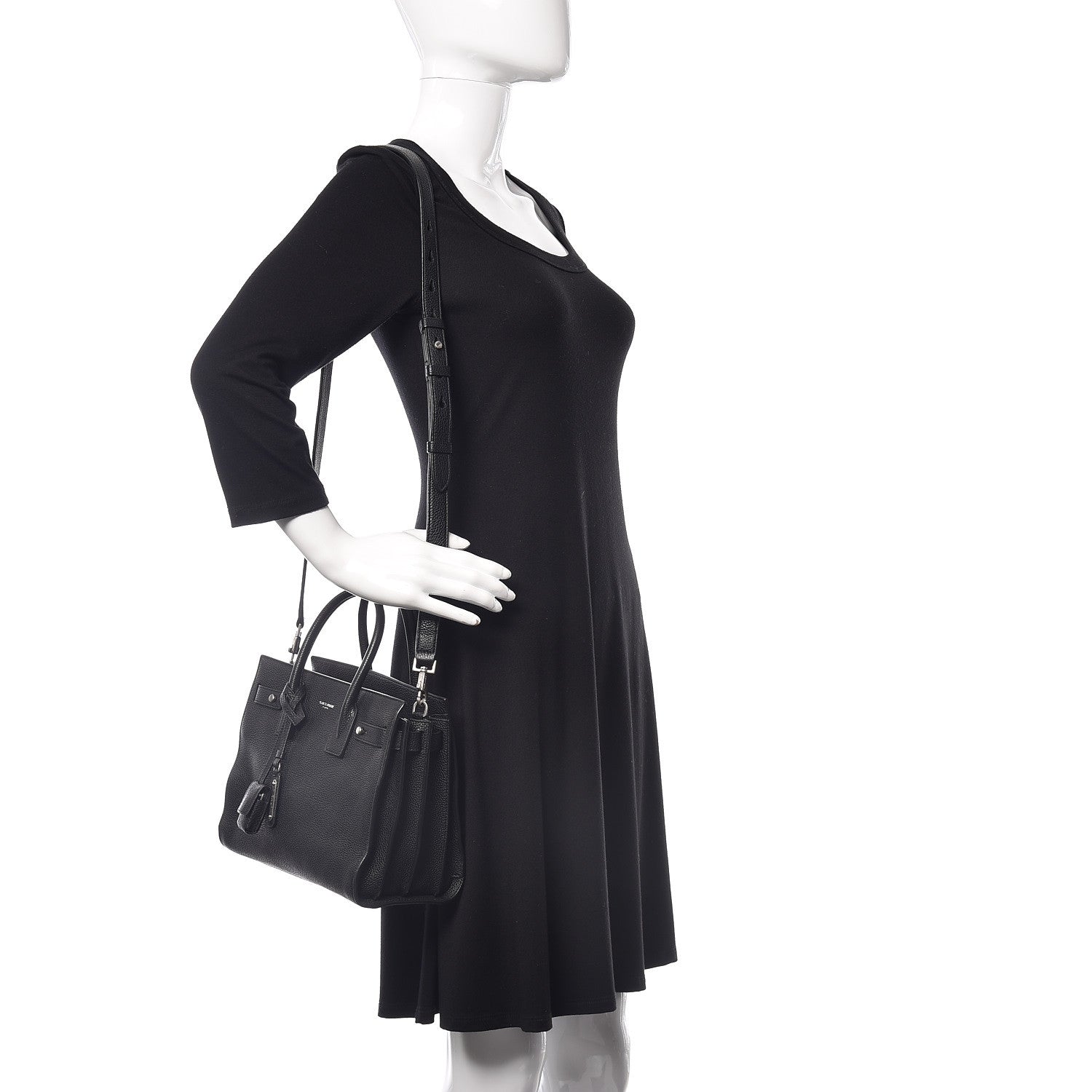 Saint Laurent Grained Calfskin Baby Sac De Jour Souple Black 2 of 12