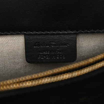 Salvatore Ferragamo Canvas Calfskin Gancini The Studio Bag Black Beige 7 of 11