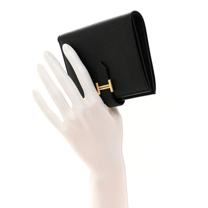 Hermes Epsom Bearn Compact Wallet Black 2 of 7