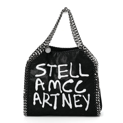 Stella McCartney X ED CURTIS Shaggy Deer Logo Embroidered Mini Falabella Fold Over Tote Black 3 of 9