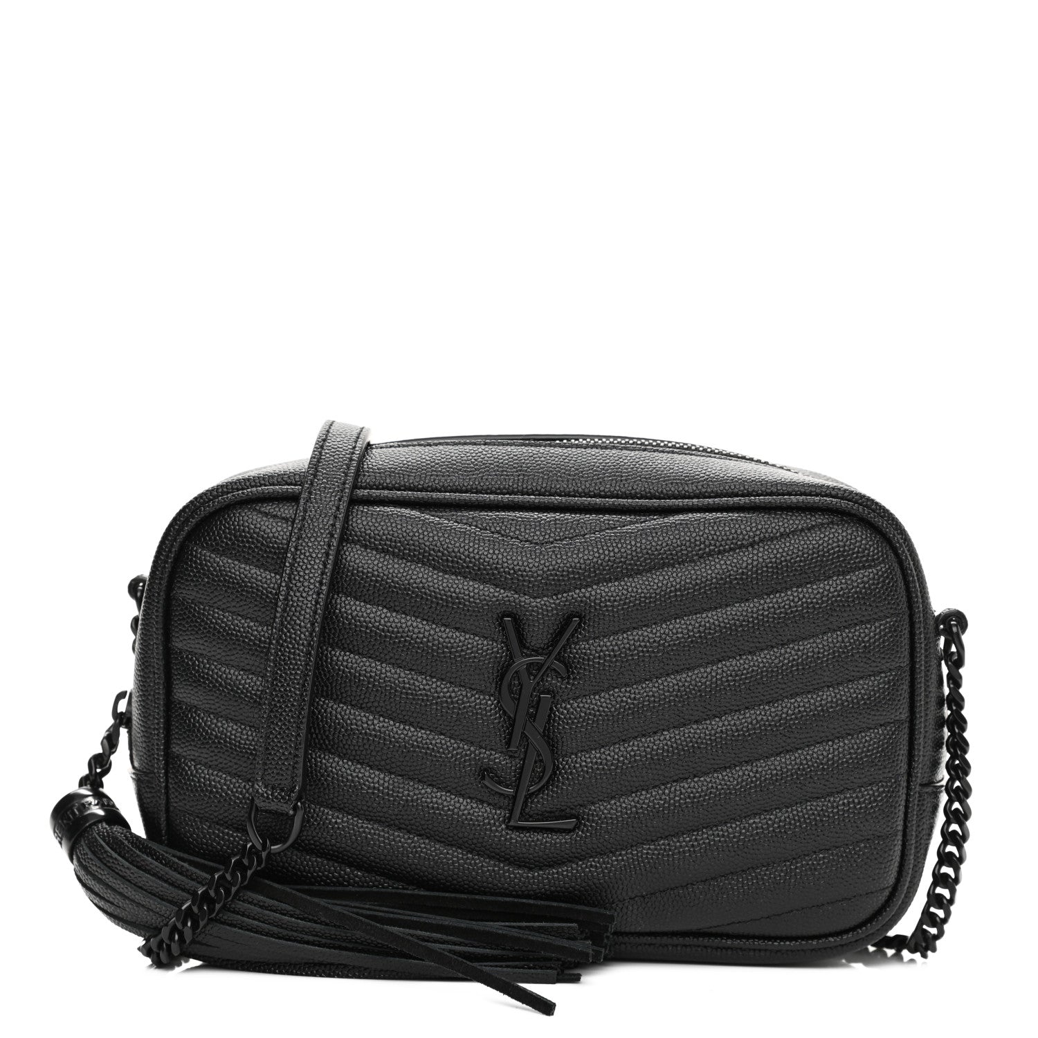 Saint Laurent Grain De Poudre Matelasse Monogram Mini Lou Camera Bag Black 1 of 7