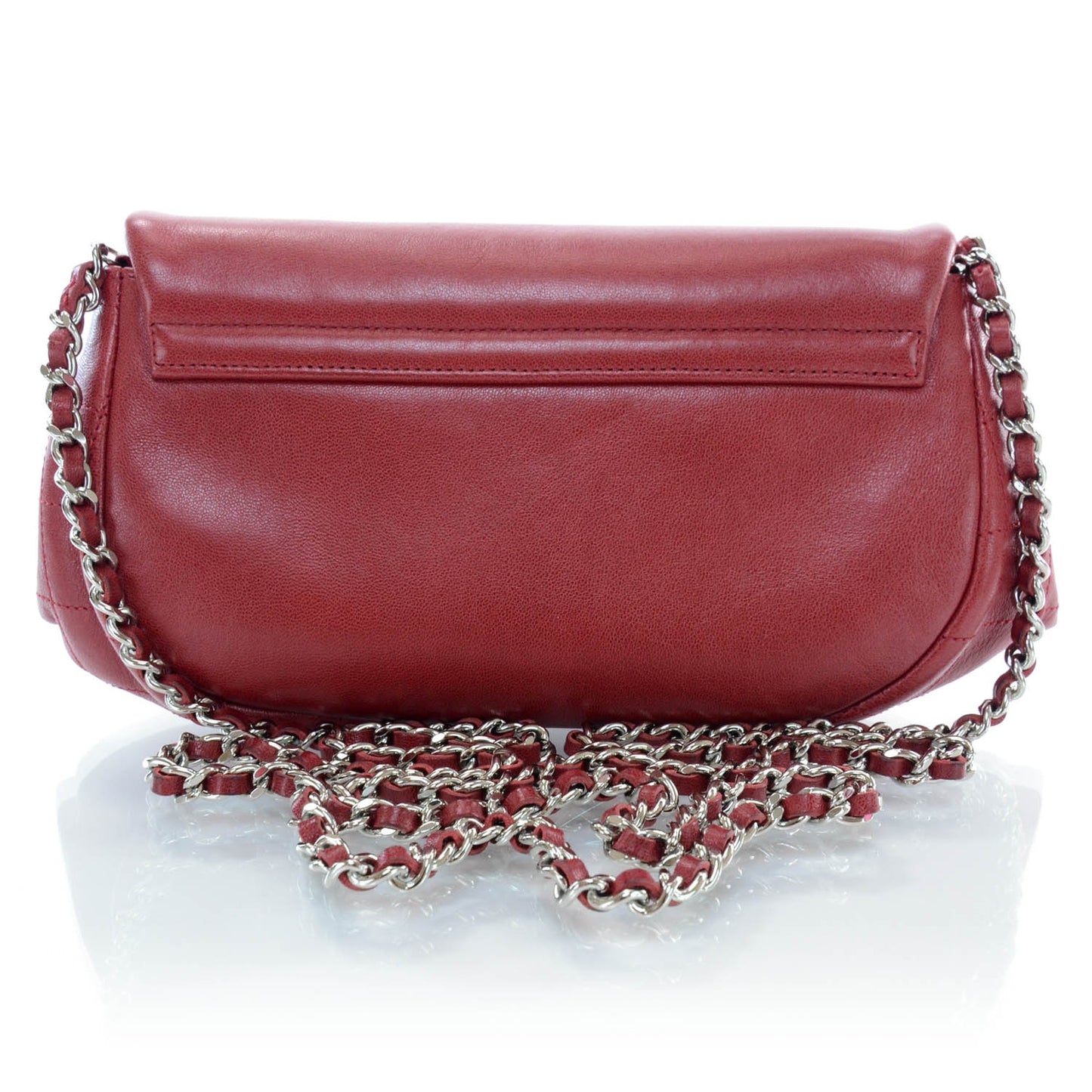 Lambskin Half Moon Wallet On Chain WOC Red