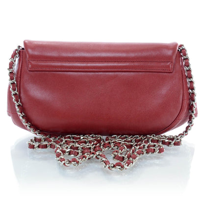 Chanel Lambskin Half Moon Wallet On Chain WOC Red 3 of 9