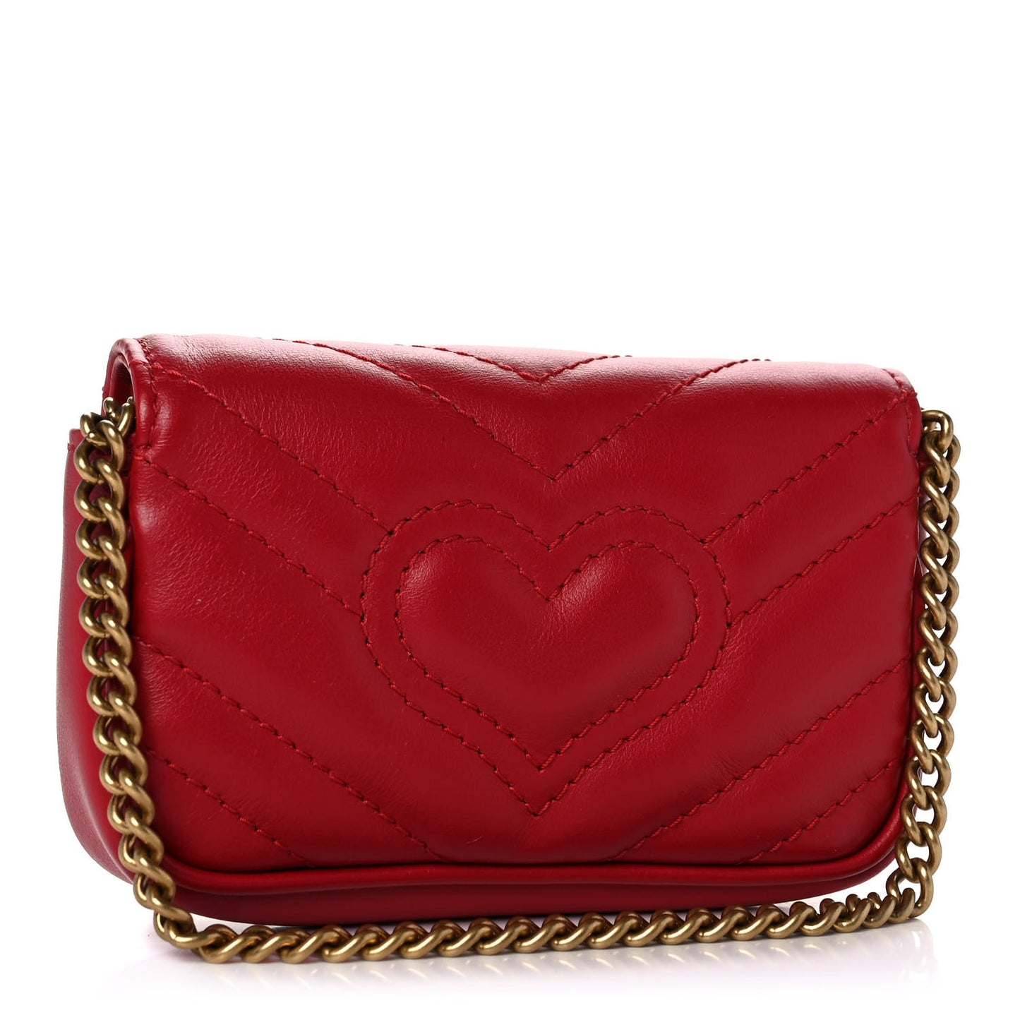 Calfskin Matelasse GG Marmont 2.0 Coin Purse On A Chain Hibiscus Red