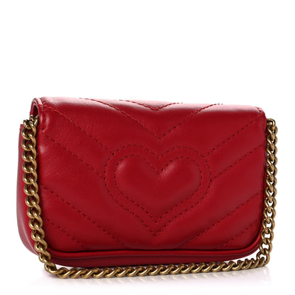 Gucci Calfskin Matelasse GG Marmont 2.0 Coin Purse On A Chain Hibiscus Red 3 of 9