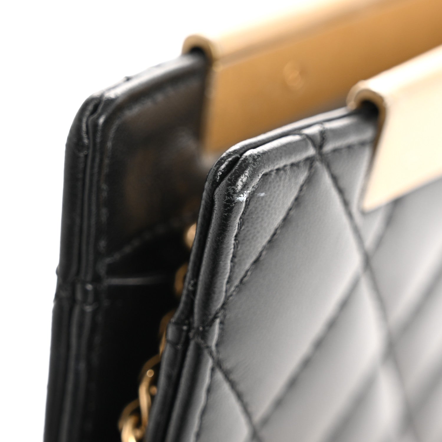 Chanel Lambskin Metallic Calfskin Crocodile Embossed Clutch Black Gold 11 of 12