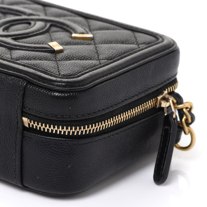 Chanel Caviar Quilted CC Filigree Vanity Clutch With Chain Black 10 of 11