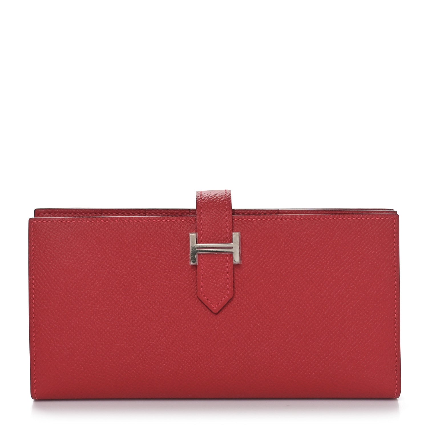 Hermes Epsom Bearn Gusset Wallet Rouge Casaque 1 of 8