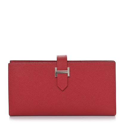 Hermes Epsom Bearn Gusset Wallet Rouge Casaque 1 of 8