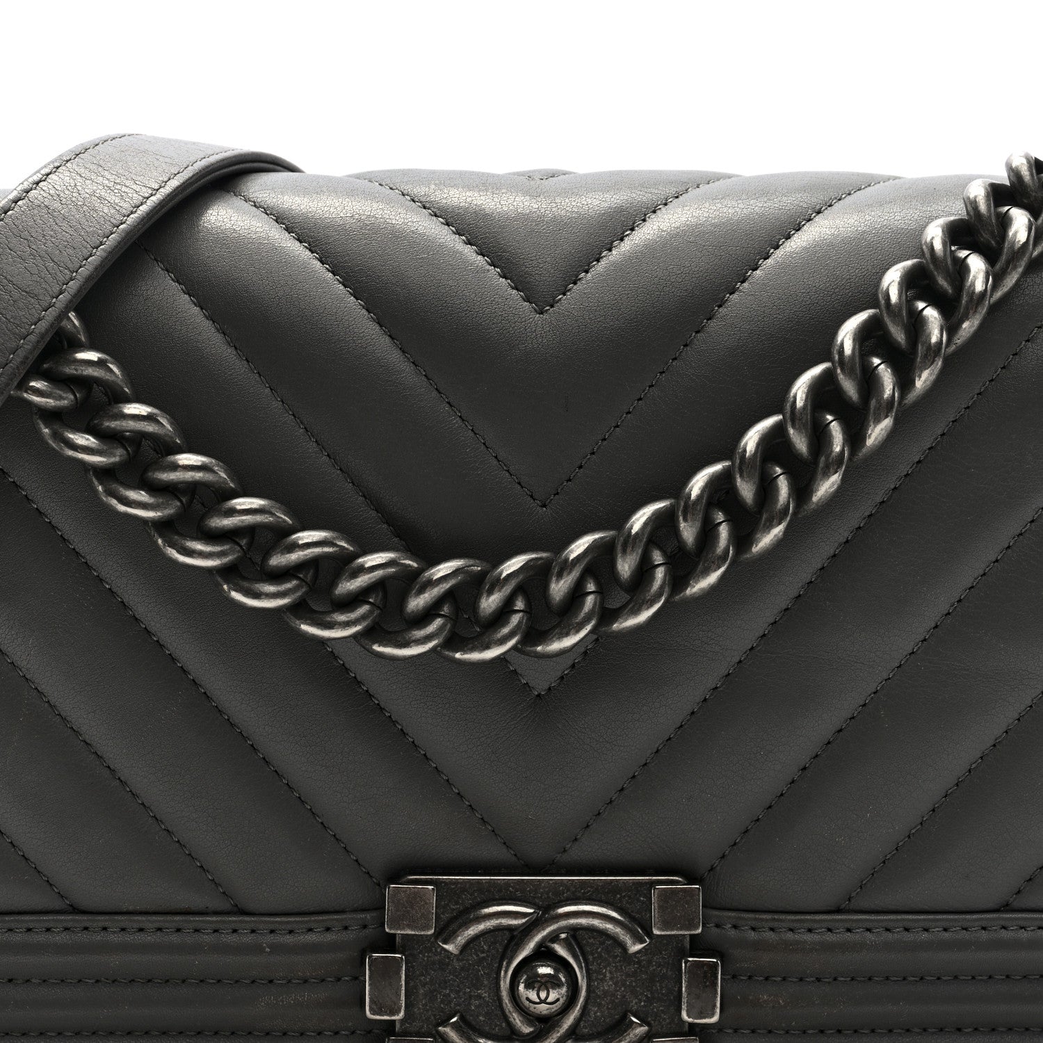Chanel Lambskin Chevron Quilted Medium Boy Flap Grey 8 of 13