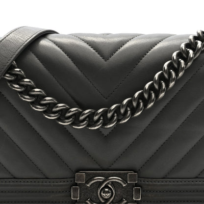 Chanel Lambskin Chevron Quilted Medium Boy Flap Grey 8 of 13