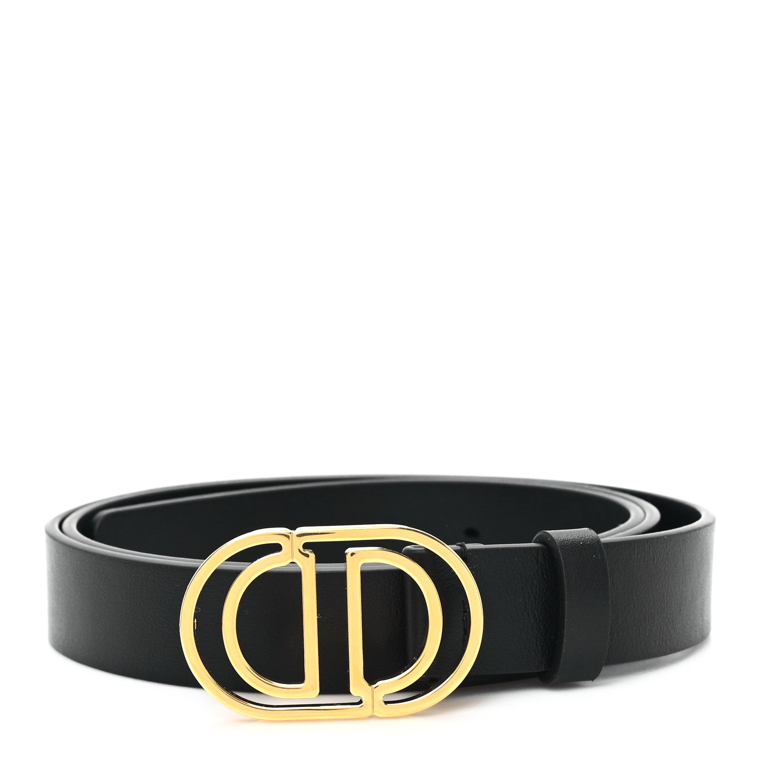 Christian Dior Calfskin 30 Montaigne Cut-Out CD Belt 95 38 Black 1 of 5