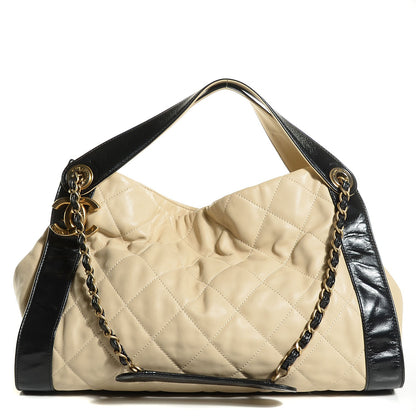 Chanel Calfskin Quilted Small In The Mix Shopping Tote Beige Black 1 of 7