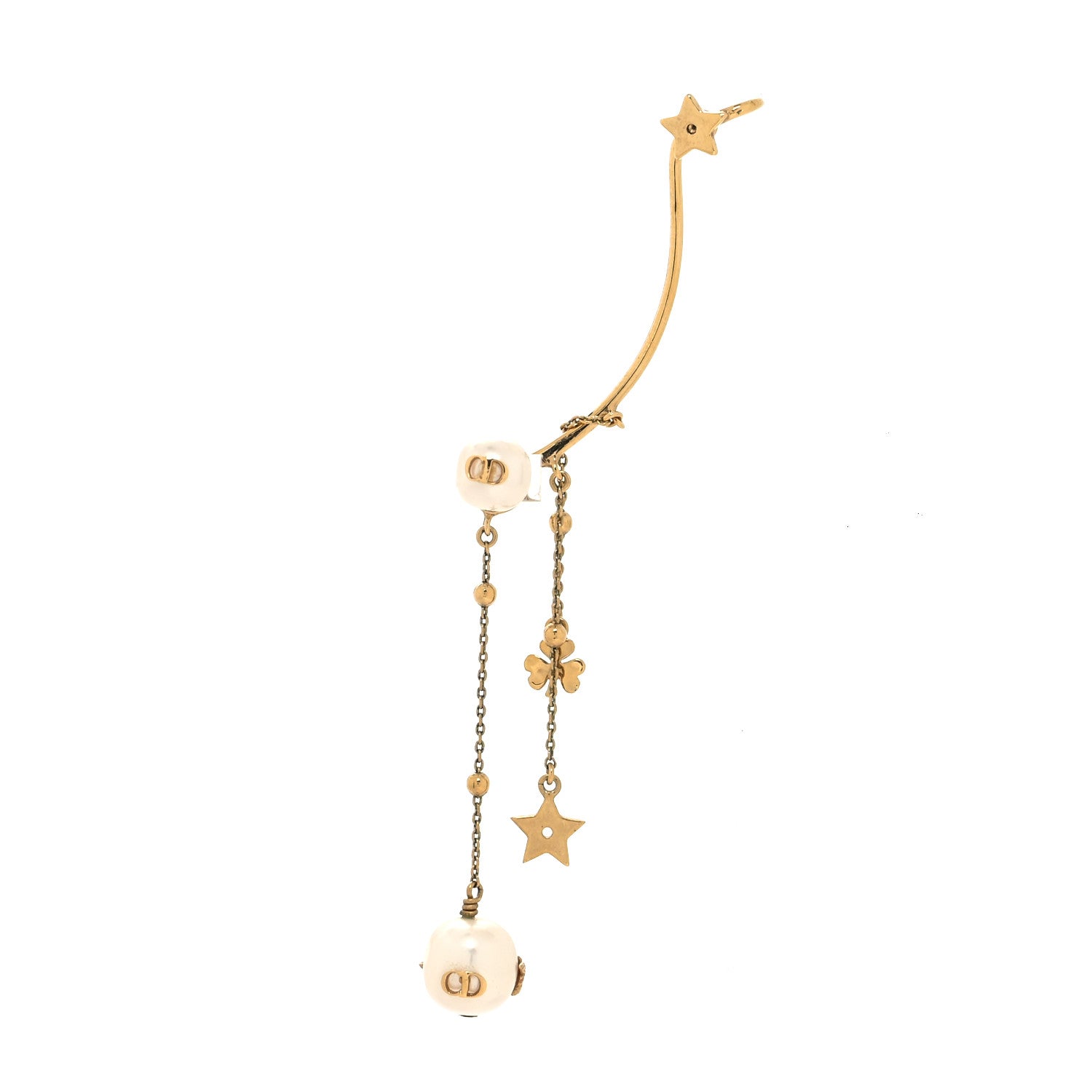 Christian Dior Pearl Shiny-D Earring Gold 1 of 4