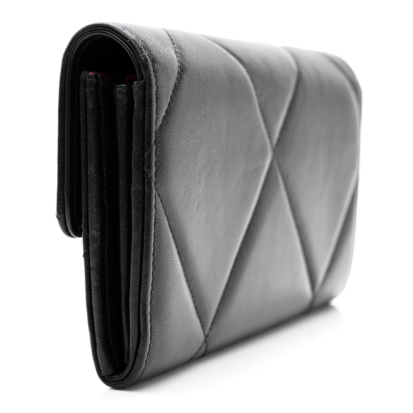 Lambskin Quilted Chanel 19 Flap Wallet Black