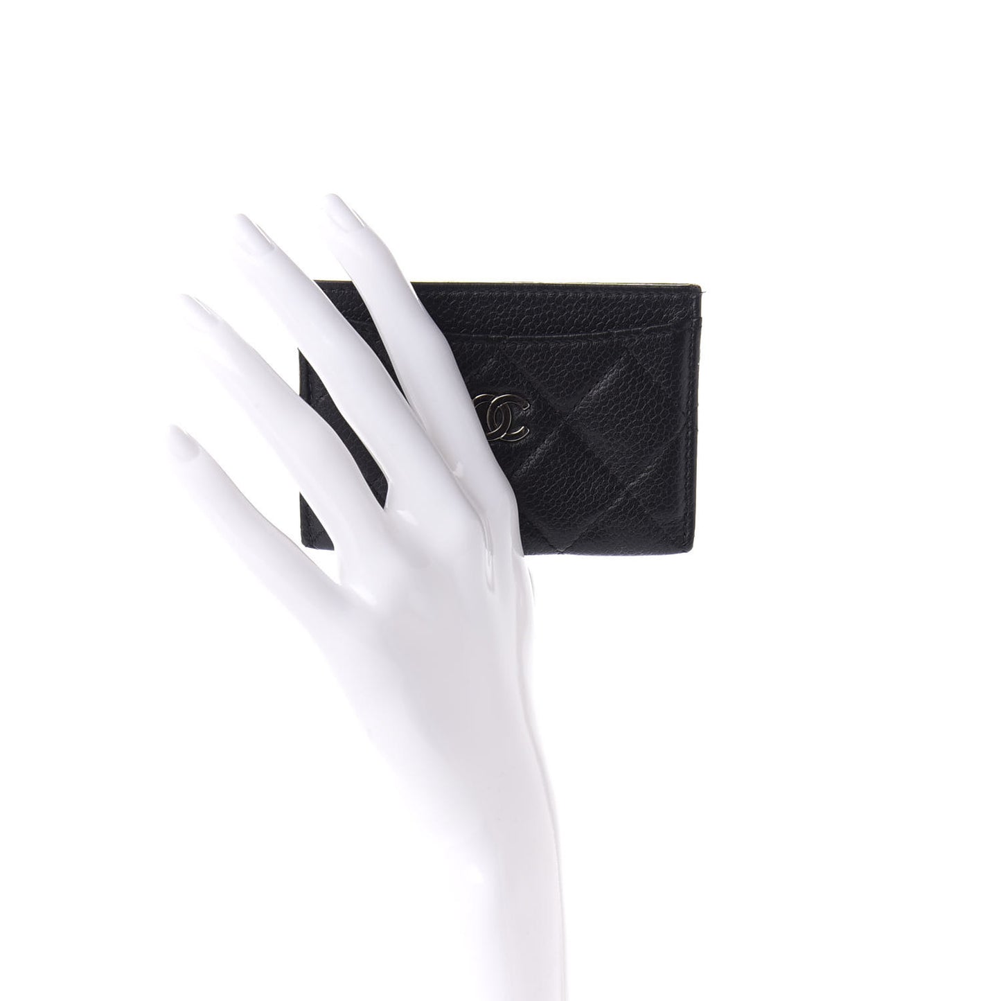 Caviar Quilted Card Holder Black