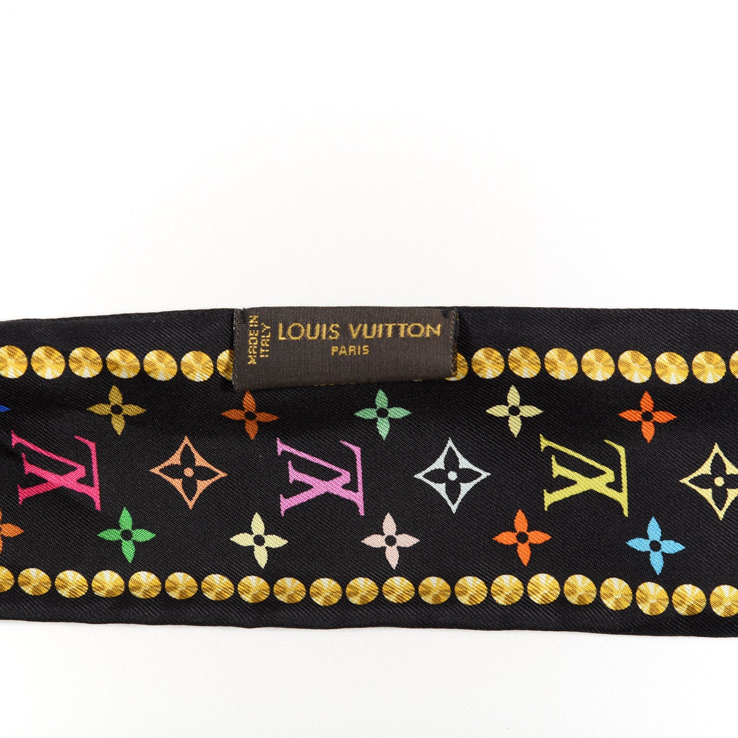 Louis Vuitton Silk Monogram Multicolor Bijou Bandeau Black 4 of 4