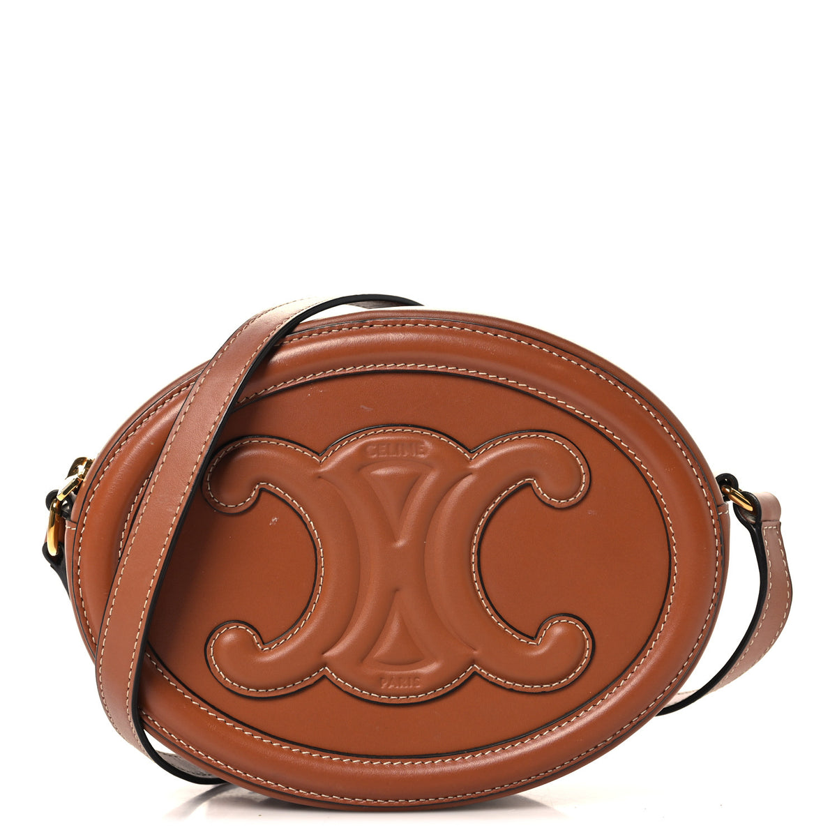 Celine Smooth Calfskin Cuir Triomphe Oval Bag Tan 1 of 11