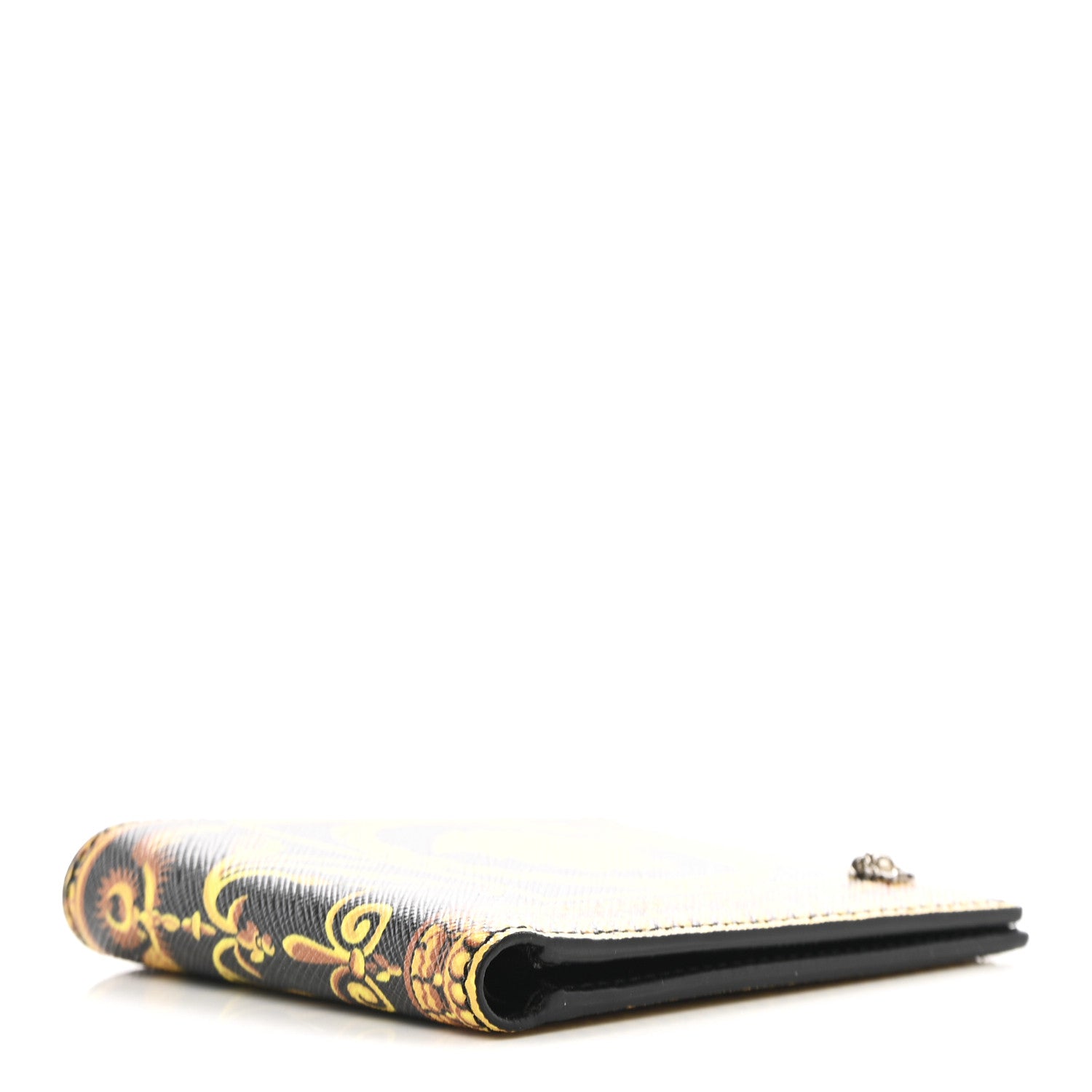 Versace Calfskin PVC Barocco Printed Bi-Fold Wallet Black Gold 4 of 7