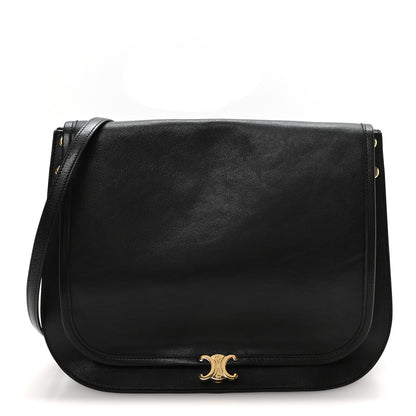 Celine Shiny Lambskin Soft Triomphe Besace Bag Black 2 of 11