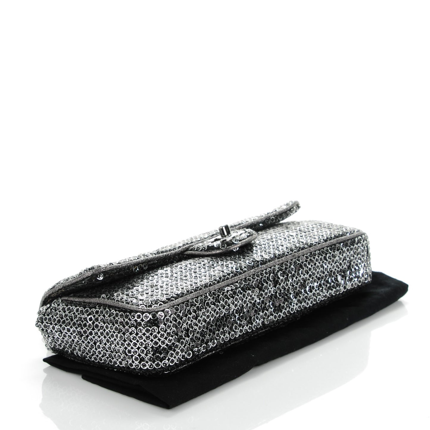 Sequin East West Flap Dark Silver