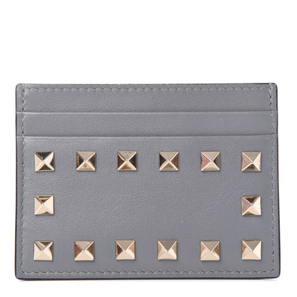 Valentino Garavani Vitello Rockstud Card Holder Grey 1 of 7