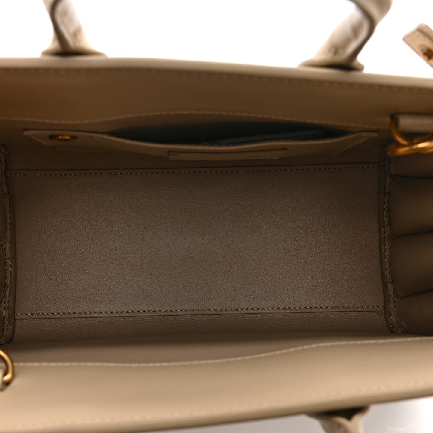 Smooth Calfskin Canvas Nano Sac de Jour Beige