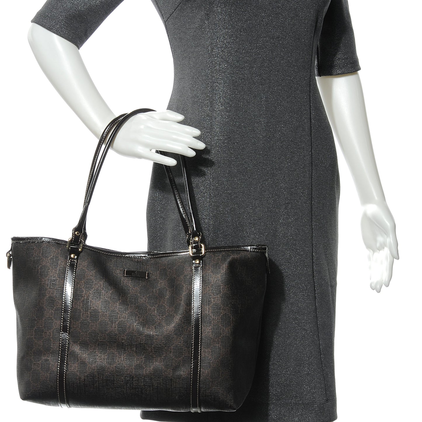 GG Plus Monogram Medium Joy Tote Dark Brown